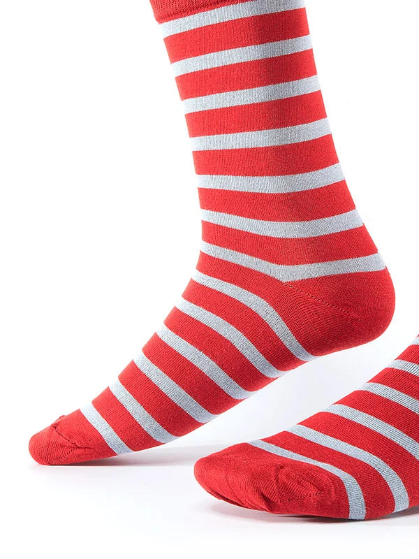 Striped Red/ Sky Socks for men