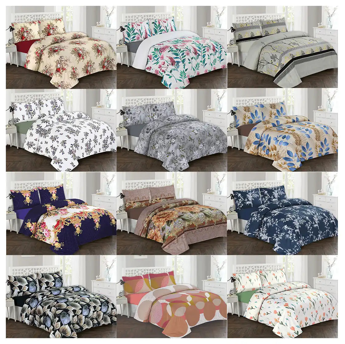 4 Pcs Printed Bed Sheets Set – 2800 Series