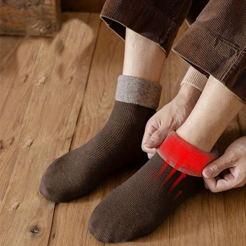 5-Pair Pack: Men’s Ultra-Warm Fleece Socks for Winter Comfort